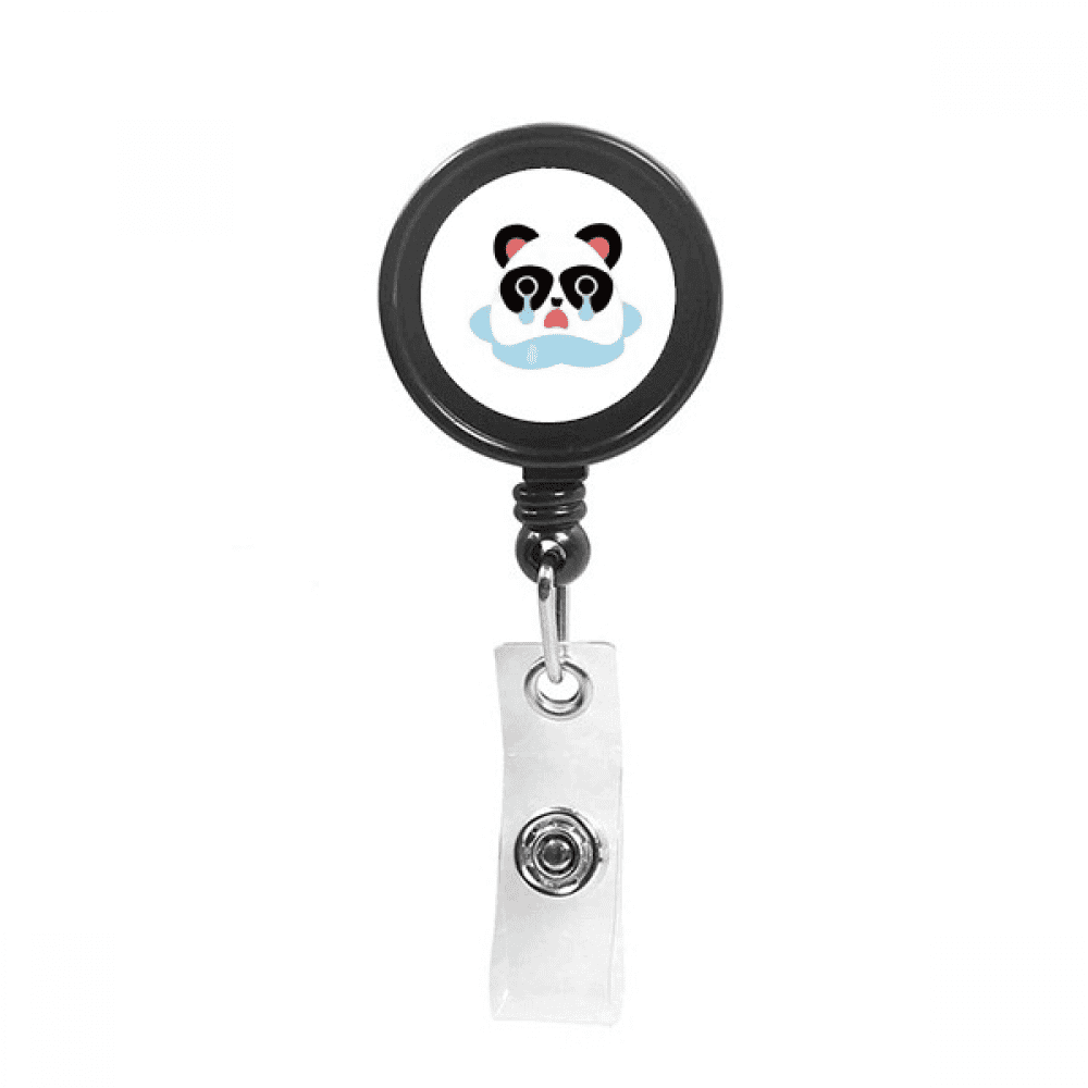 Sad Little Panda Poor Cartoon Expression Retractable Keychain Badge Holder ID Badge