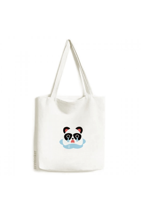 Sad Little Panda Poor Cartoon Expression Tote Canvas Bag Shopping Satchel Casual Handbag