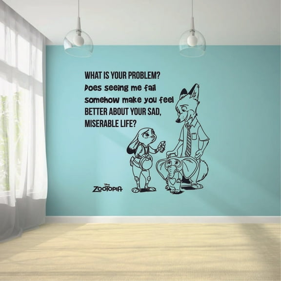 Sad Miserable Life Quote Zootopia Cartoon Quotes Wall Sticker Art Decal for Girls Boys Room Bedroom Nursery Kindergarten House Fun Home Decors Stickers Wall Art Vinyl Decoration Size (30x30 inch)