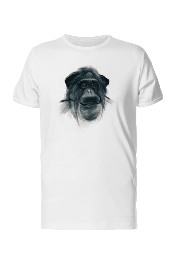 Sad Monkey Head Drawing T-Shirt Men -Image by Shutterstock, Male Medium