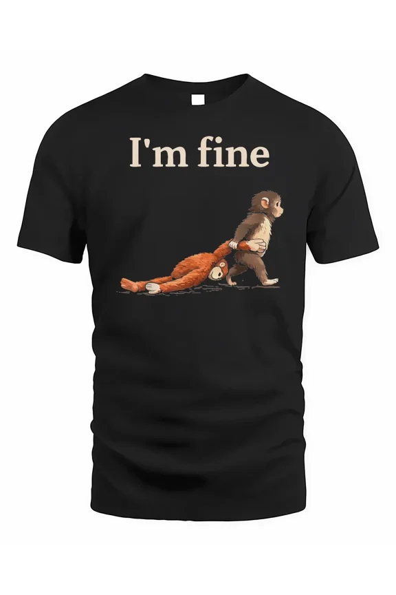 Sad Monkey Punch Meme with an Orange Toy I'm Fine Shirt