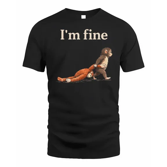 Sad Monkey Punch Meme with an Orange Toy I'm Fine Shirt
