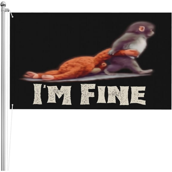 Sad Monkey Punch With An Orange Toy I'M Fine 3x5 3ply Double Sided Banner Yard Flag