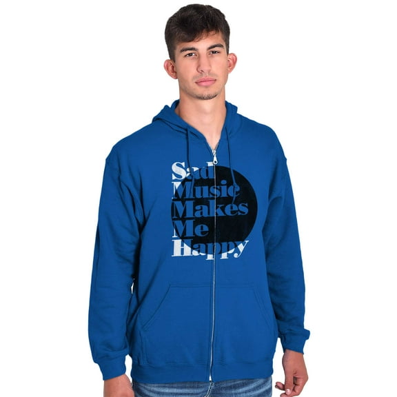Sad Music Makes Me Happy Emo Songs Unisex Fleece Graphic Zip Up Hoodie Brisco Brands 5X