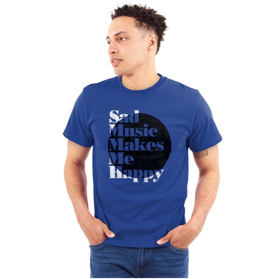 Sad Music Makes Me Happy Emo Songs Plus Size Crewneck Graphic Tee Shirt Brisco Brands 3X