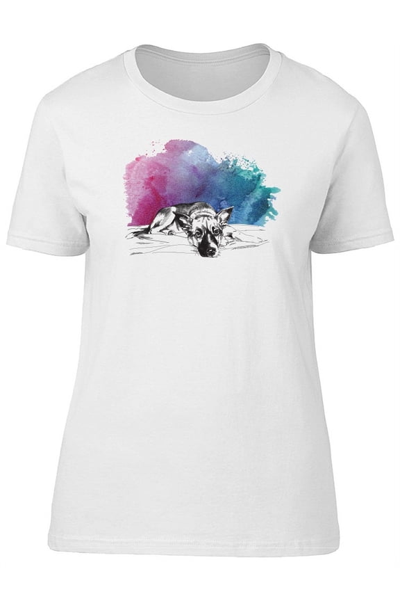 Sad Puppy Grunge Sketch Tee Women's -Image by Shutterstock