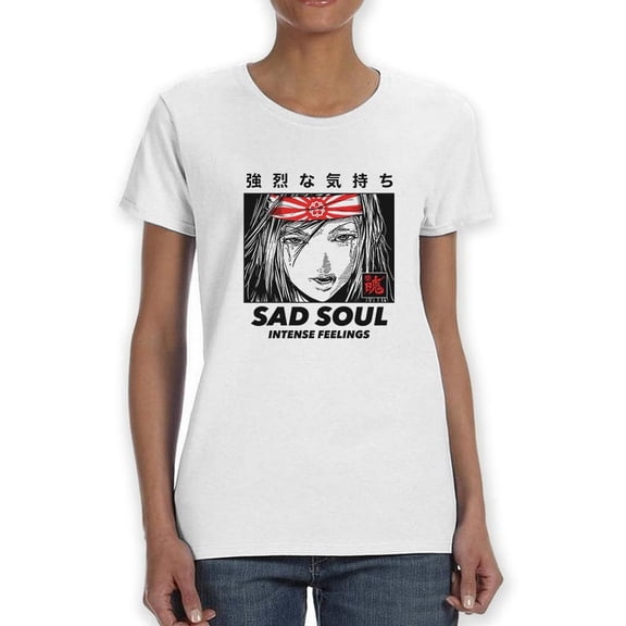 Sad Soul Manga Girl Shaped T-Shirt Women -Image by Shutterstock, Female 3X-Large