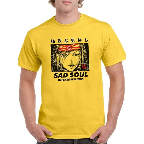 Sad Soul Manga Girl T-Shirt Men -Image by Shutterstock, Male XX-Large