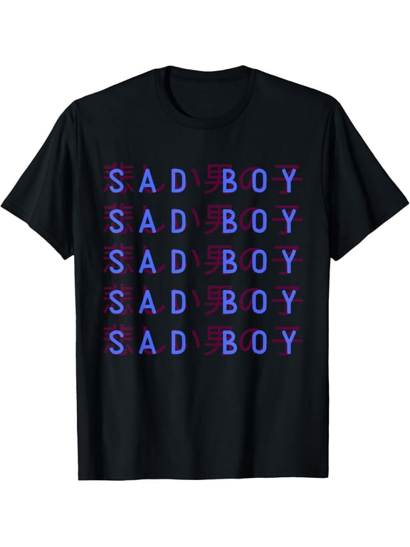 Sad boy - vaporwave eboy 90s aesthetic retro japanese T-Shirt men and women can wear, black, white, gifts