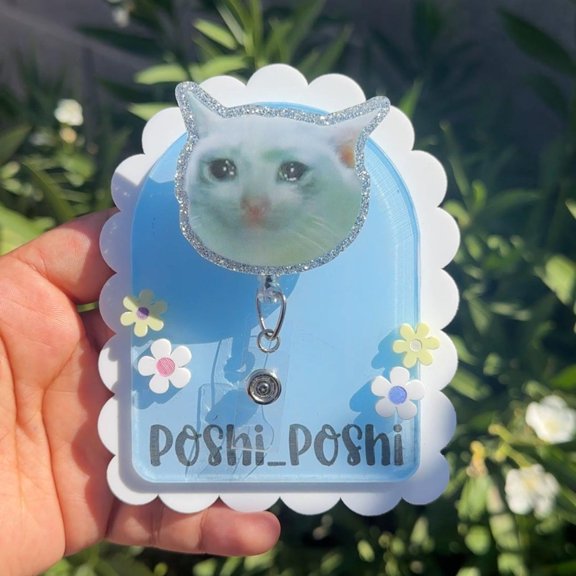 Sad cat meme Retractable Badge Reel, meme ID Clip, Nurse ID Holder, funny RN Key Card, meme Badge Pull, School Nurse, Teacher Lanyard