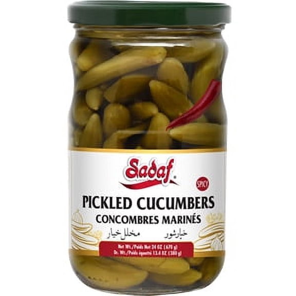 Sadaf Pickled Cucumbers , 24 oz (Spicy with Dill) ( Pack of 2 )