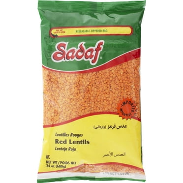 Sadaf Red Lentil Beans, Kosher, 24 oz, in a resealable zipper bag