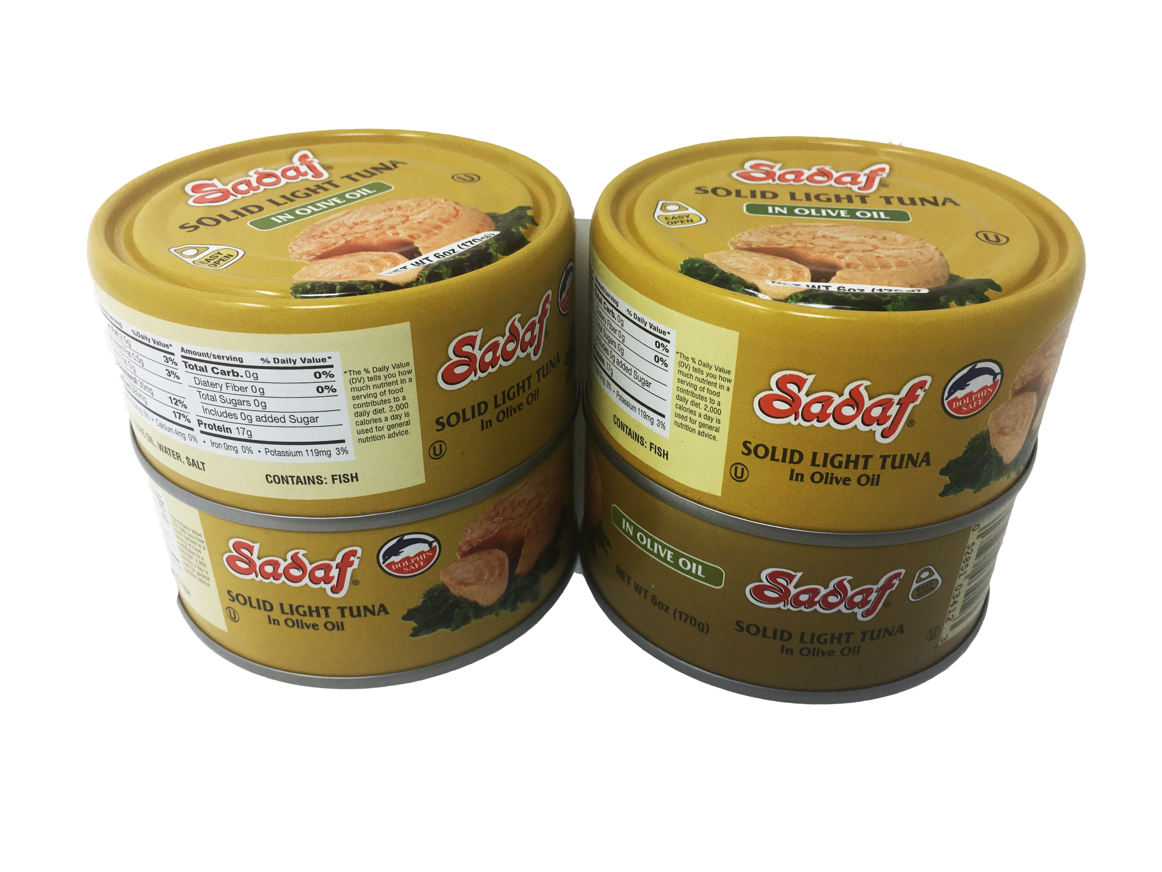 Sadaf Solid Light Tuna in Olive Oil - Easy Open pack of 4