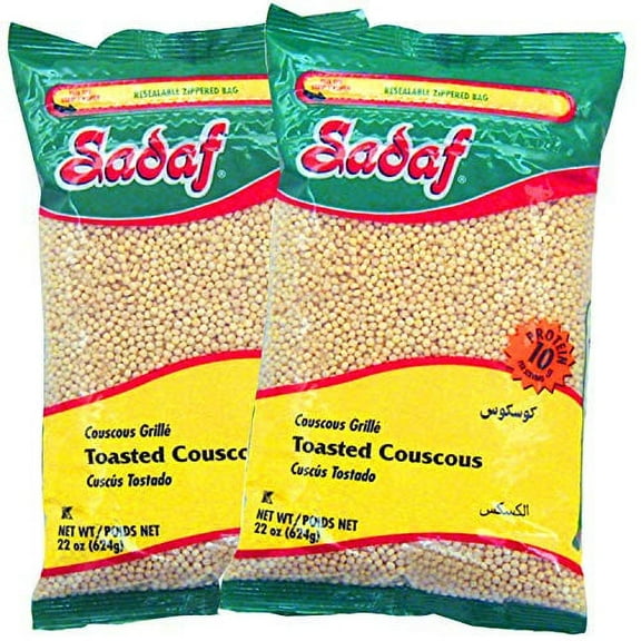 Sadaf Toasted Israeli Couscous 22 Oz | Mediterranean Easy-To-Make Nutritious Couscous For Side, Snack (2 Pack)