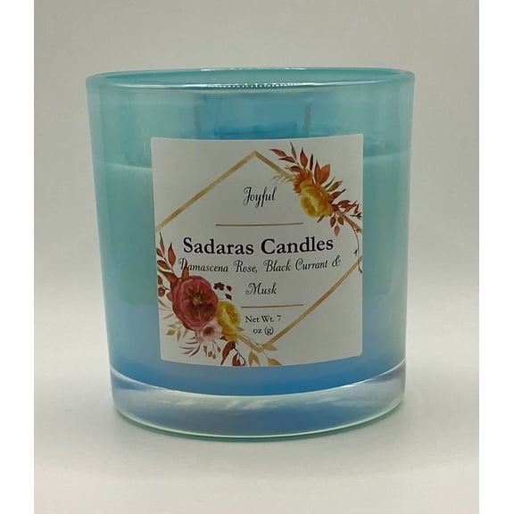 Sadaras Candles LLC Container Candle, 7 oz, Joyful with Notes of Damascena Rose, Black Currant and Musk Scented, 12 h Burn Time, Cotton Wicks