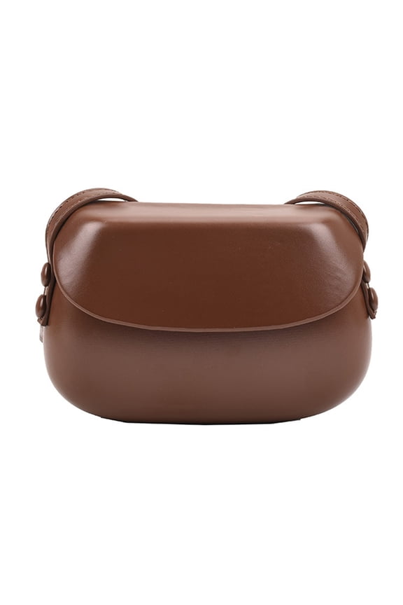Saddle Bag PU Leather Cross Body Retro Simple Women Small Shoulder Bag Accessories Dark Brown Unisex