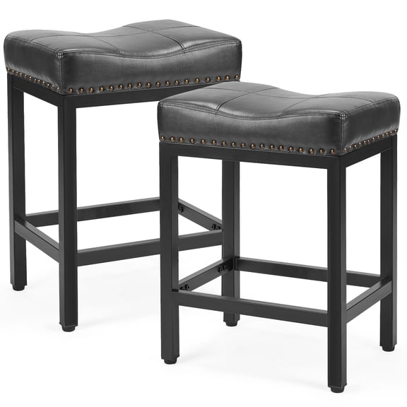 Saddle Bar Stool Kitchen Stools, Sturdy Steel Frame,Black