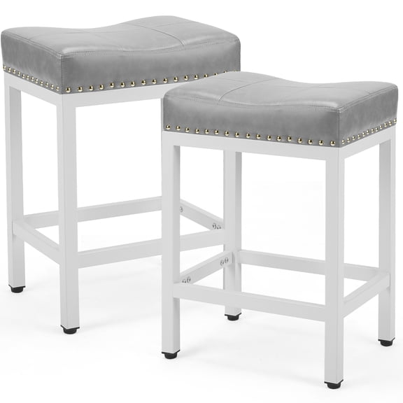 Saddle Bar Stool Kitchen Stools, Sturdy Steel Frame,Gray