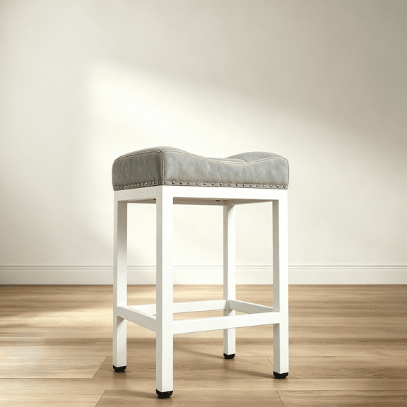 TrumanPick Saddle Bar Stool, Steel Frame with Footrest & Padded Seat for Kitchen Counter