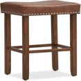 Saddle Bar Stools 24 Inch Upholstered Counter Height Wooden Stools with