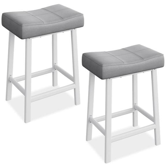 Saddle Bar Stools Set of 2, Backless Counter Height Stools with 3.2" Thick Cushion