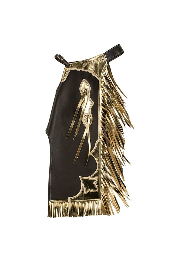 Tack Jr/Youth Rodeo Chap Brown/Gold/Bone LARGE