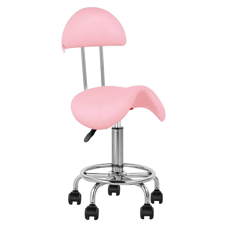 Saddle Chair Salon Stool Rolling Ergonomic Saddle Stool with Soft