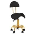 thumbnail image 1 of Saddle Chair Salon Stool Rolling Ergonomic Saddle Stool with Soft Comfortable Cushion and Wheels Hydraulic Adjustable Stool for Home Office Dental Tattoo Salon Shop Use White, with Backrest, 1 of 11