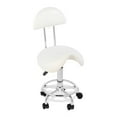 thumbnail image 1 of Saddle Chair Salon Stool Rolling Ergonomic Saddle Stool with Soft Comfortable Cushion and Wheels Hydraulic Adjustable Stool for Home Office Dental Tattoo Salon Shop Use White, with Backrest, 1 of 16