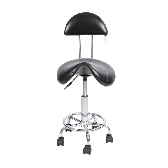 RedSwing Saddle Chair with Back Support, 360 Swivel Adjustable Height Ergonomic Saddle Stool with Wheels for Tattoo Artist Dentist Home Office Use, Black