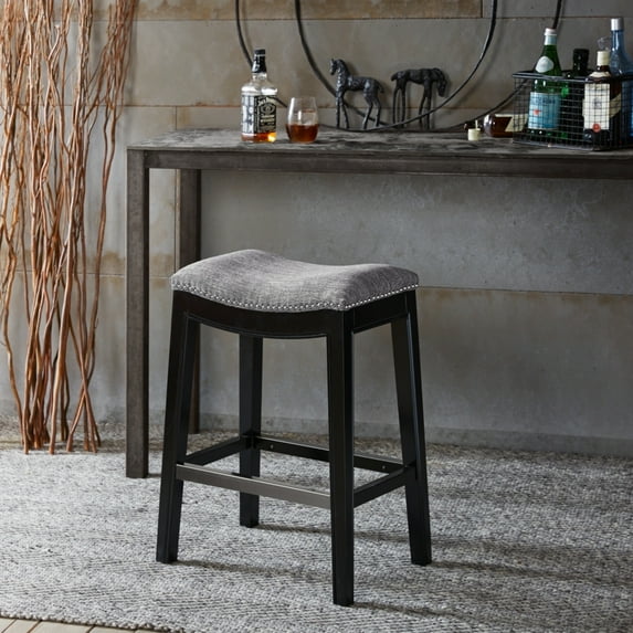 Saddle Counter Stool Stylish Backless Design, Wood Construction, Comfort & Support