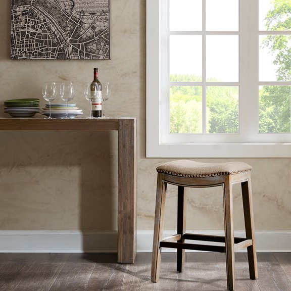 Backless Counter Stool With High Density Foam Interior And Birch Legs Distinctive Feature Saddle Leg Support