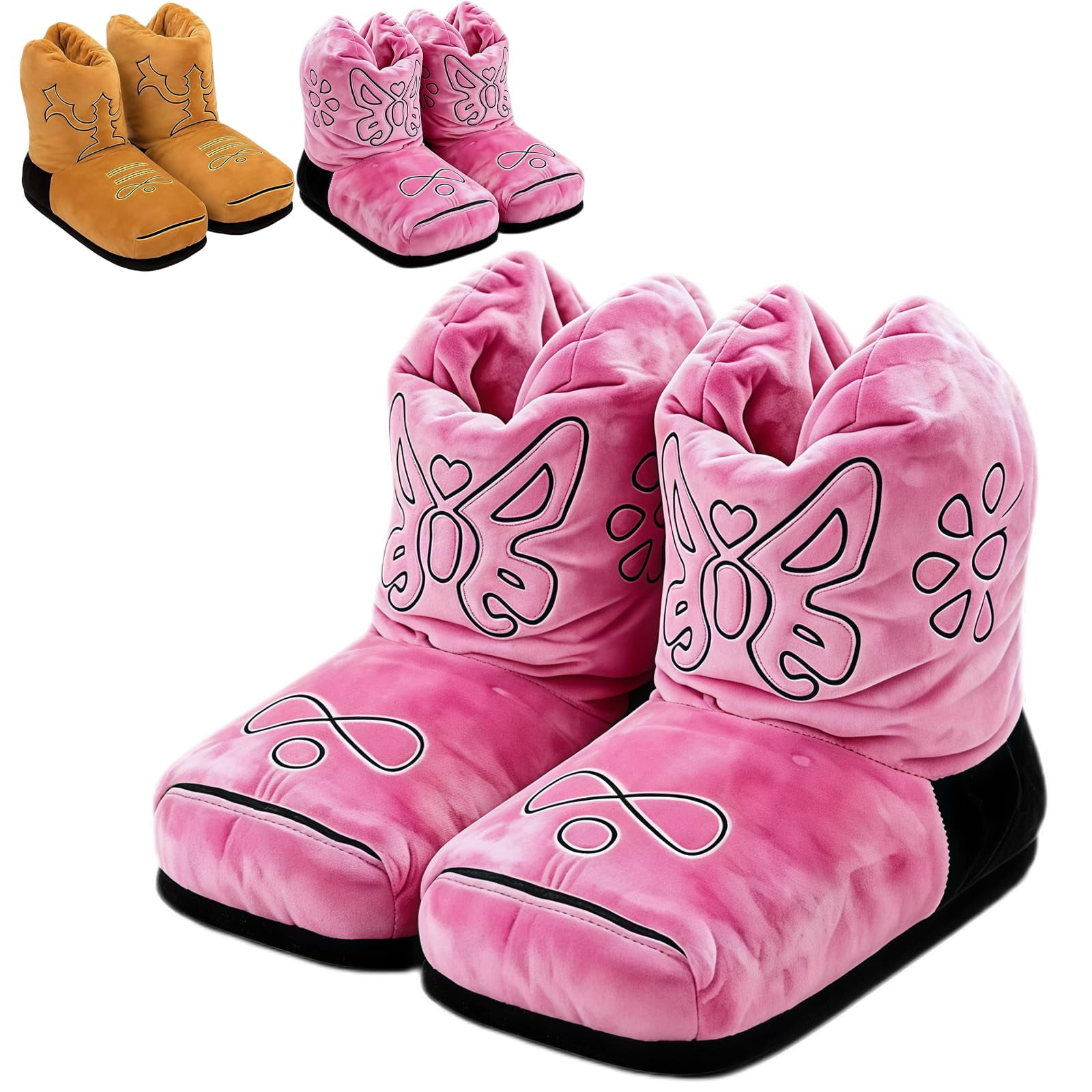 Saddle Cozy Slipper Boots for Women Men, Cozy Plush Western House Shoes for Women Men, Cute Cowgirl Indoor Slippers.