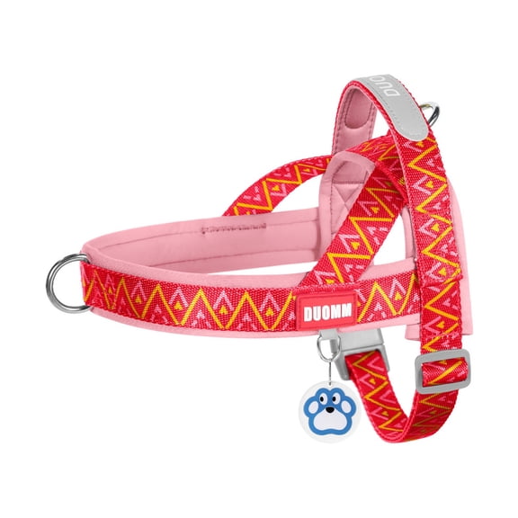 Saddle Dog Leash | Adjustable No-Pull Harness for Small Medium Large Dogs | Reflective Pet Chest Harness with Padded Vest | Outdoor Walking Running Training | Pink S