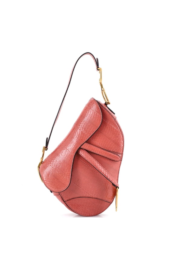 Saddle Handbag Python Medium By Rebag