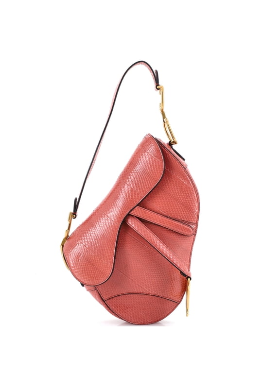 Saddle Handbag Python Medium By Rebag