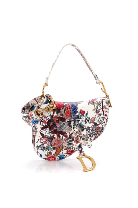 Saddle Handbag with Strap Printed Leather Medium By Rebag