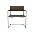 thumbnail image 1 of Saddle Leather Accent Chair Stainless Steel Arm Chair Dining Chair - Brown, 1 of 9