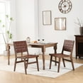 thumbnail image 1 of Saddle Leather Woven Dining Chair With Solid Wood Legs - Brown , Simple Style Frame Seat Stability, 1 of 2