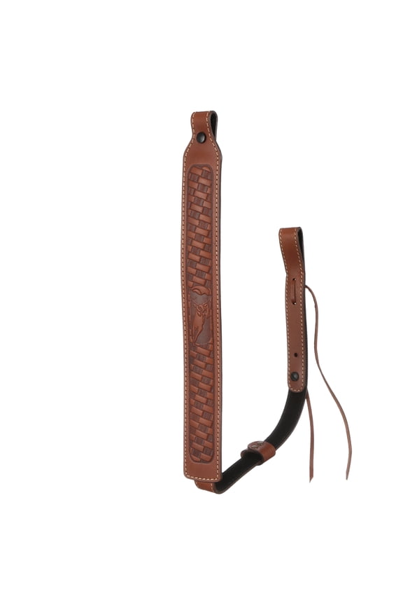 Basket Weave Brown Leather Gun Rifle Sling with Basket Weave Imprint
