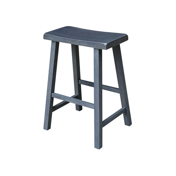 International Concepts Saddle 24 in Seat Counter Height Wood Stool, Heather Gray