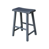 International Concepts Saddle 24 in Seat Counter Height Wood Stool, Heather Gray