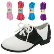 KIDSCOSTUMES Saddle Shoes Oxford 50's style Sock Hop for Kids with Bonus Pack of Laces, US13