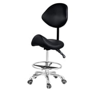 Saddle Stool Chair with Back Support Footrest, Hydraulic Rolling Swivel Adjustable Stool Chair, for Work Studio Dental Office Salon Kitchen Counter Tall Home Desk Chairs, Black