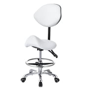 Saddle Stool Chair with Back Support Footrest, Hydraulic Rolling Swivel Adjustable Stool Chair, for Work Studio Dental Office Salon Kitchen Counter Tall Home Desk Chairs, White