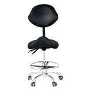 Saddle Stool Chair with Backrest and Footrest, Ergonomic Rolling Saddle Stools Hydraulic Swivel Adjustable Stool Esthetician Chair, for Home Office Salon Spa Massage Beauty, Black