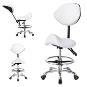 Saddle Stool Chair, Dental Saddle Stool400LBS with Back Support and Rolling Saddle, Hydraulic Lifting Height Adjustable for Clinic Dentist Spa Massage Salons White