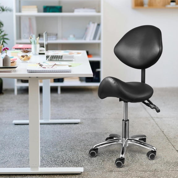 Saddle Stool Rolling Chair Height Adjustable with Wheels Wobble Rolling Stool for Medical Massage Salon Kitchen Spa Drafting Clinic Dentist, Ergonomic Hydraulic Seat Chair Stool,400LBS(B&W,S)