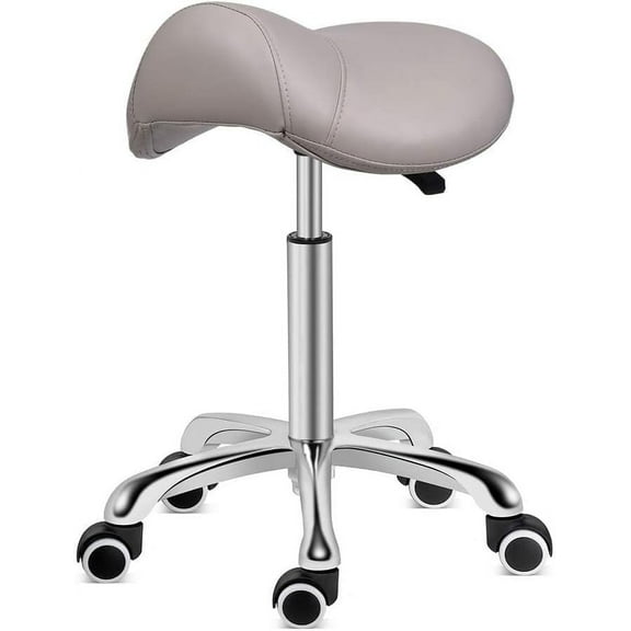 Saddle Stool Rolling Swivel Height Adjustable with Wheels Heavy Duty -Fatigue Ergonomic Saddle Chair for Hair Beauty Salon Lab Dental Massage Office Home Kitchen (with Back  Coffee)