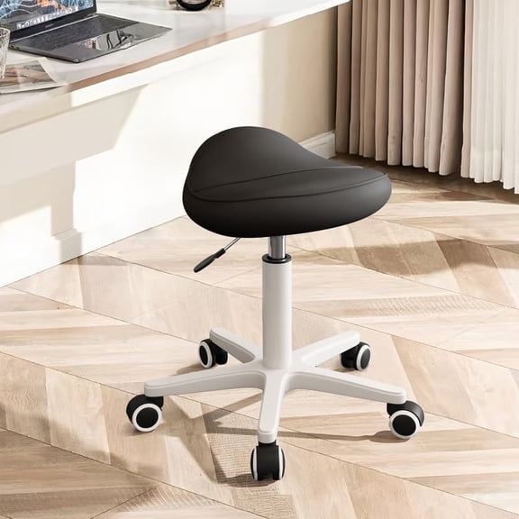 XUEGW Saddle Stool with Rolling Wheels, Adjustable Height Swivel Ergonomic Chair with Thick Padded Seat, Fit for Hair Salon, Dental Clinic, Spa, Massage Studio, Office & Home, Black